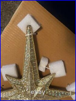 Balsam Hill Gold Silver Star Beaded Bethlehem Christmas Tree Topper-New