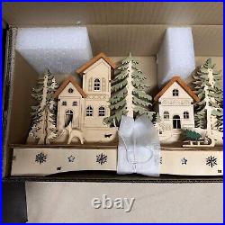 Balsam Hill LED Lit Wooden Christmas Holiday Mantel Village 32 NEW