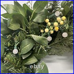 Balsam Hill-Light Issue- White Berry Cypress Wreath 34 Prelit $229 NEWithOpen Box