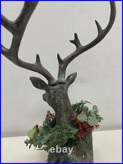 Balsam Hill NEWithOpen box Festive Antiqued Sitting Reindeer 20.8 H Polyresin