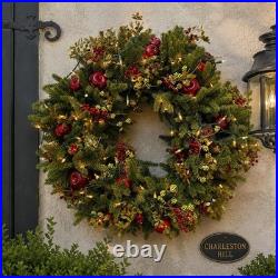 Balsam Hill Norway Spruce Holiday Wreath 32 Candlelight LED Christmas Decor