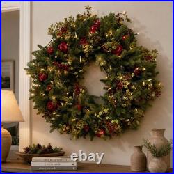 Balsam Hill Norway Spruce Holiday Wreath 32 Candlelight LED Christmas Decor