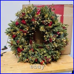 Balsam Hill Norway Spruce Holiday Wreath 32 Candlelight LED Christmas Decor