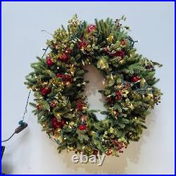 Balsam Hill Norway Spruce Holiday Wreath 32 Candlelight LED Christmas Decor