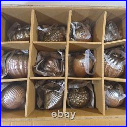 Balsam Hill Ornaments French Country Ombre Peach Silver Mercury Glass NIB