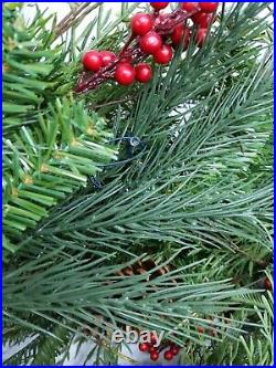 Balsam Hill Outdoor Red Berry Pine Garland 10' Set of 2 LED New in Open Box