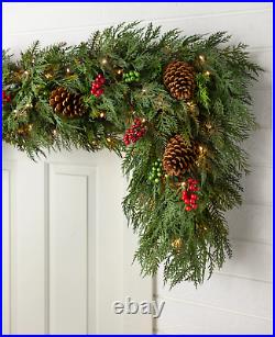Balsam Hill Outdoor Winter Evergreen Foliage Garland LED Lights10 Ft 2-PACK