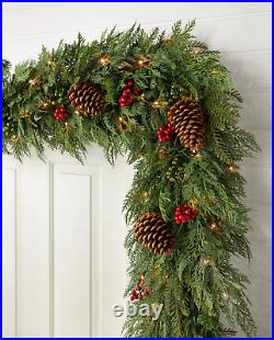 Balsam Hill Outdoor Winter Evergreen Foliage Garland LED Lights10 Ft 2-PACK