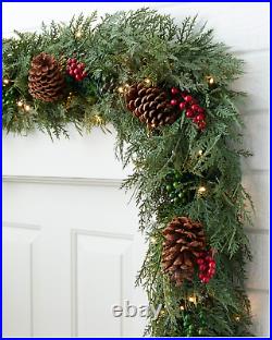 Balsam Hill Outdoor Winter Evergreen Foliage Garland LED Lights10 Ft 2-PACK