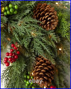 Balsam Hill Outdoor Winter Evergreen Foliage Garland LED Lights10 Ft 2-PACK