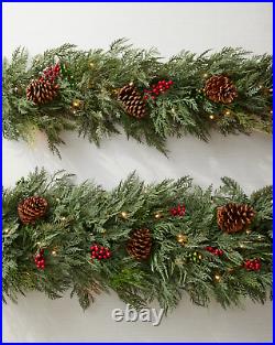 Balsam Hill Outdoor Winter Evergreen Foliage Garland LED Lights10 Ft 2-PACK