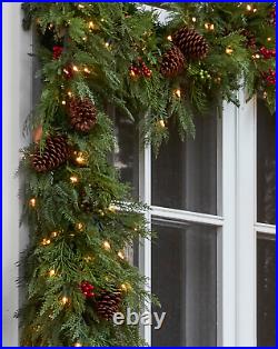 Balsam Hill Outdoor Winter Evergreen Foliage Garland LED Lights10 Ft 2-PACK
