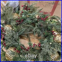 Balsam Hill Pine Peak 28 Wreath Open Box (Box damage/Broken Ornament) $199-Retu