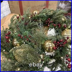 Balsam Hill Pine Peak 28 Wreath Open Box (Box damage/Broken Ornament) $199-Retu