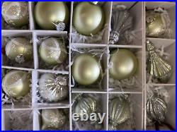 Balsam Hill Set Of 28 Light Green And Silver Ornaments-Glass-Large-Matching set
