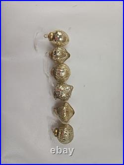 Balsam Hill Set of 24 Gold Mercury Glass Mini Ornaments 4 ea of 6 Shapes