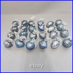 Balsam Hill Set of 24 Light Blue Mercury Glass Mini Ornaments 4ea of 6 Shapes