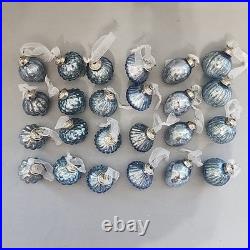 Balsam Hill Set of 24 Light Blue Mercury Glass Mini Ornaments 4ea of 6 Shapes