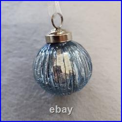 Balsam Hill Set of 24 Light Blue Mercury Glass Mini Ornaments 4ea of 6 Shapes