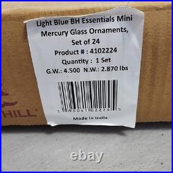 Balsam Hill Set of 24 Light Blue Mercury Glass Mini Ornaments 4ea of 6 Shapes