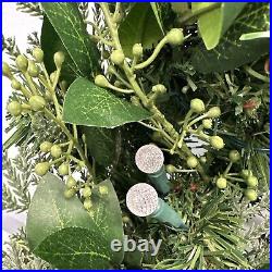 Balsam Hill White Berry Cypress Foliage 28 prelit Battery operated-LIGHT ISSUE