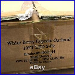 Balsam Hill White Berry Cypress Foliage 2 Pk 10-ft Led
