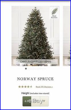 Balsam hill NORWAY SPRUCE NARROW TREE 6.5 Ft With Candlelight LED Lights