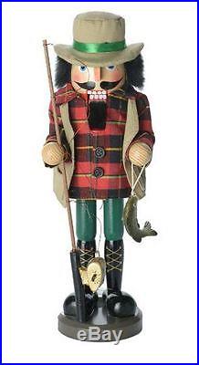 Bass Fisherman Christmas Nutcracker 13 Inch Fishing Holiday Decoration New