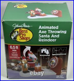 Bass Pro Shops Animated Santa Reindeer Axe Throwing Inflatable NIB Christmas