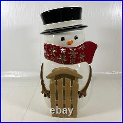 Bath & Body Works Snowman Candle Luminary Ceramic in Box LARGE 16 Tall RARE