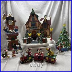 Battery Operated 11 Piece Disney Holiday Village with Mickey Mouse and Friends