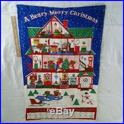 Beary Merry Christmas Fabric Advent Calendar Countdown Teddy Bear House Finished