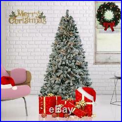 Beautiful 7.5ft Artificial Snow Flocked Pencil Christmas Tree with LED Lights