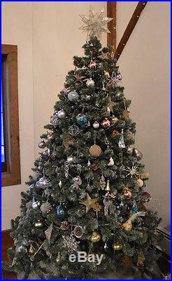 Beautiful Designer 7.5' Christmas Tree set Lux Ornaments Luminous cool tones, NY