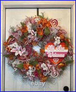 Beautiful Extra Large Pride Lesbian Flag Everyday Wreath All Are Welcome LGBTQIA