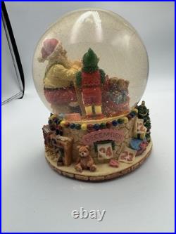 Beautiful Holiday Christmas Large Snow Globe Water Globe Santa & Elf w Music Box