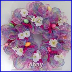 Beautiful Pastel Easter Egg Deco Mesh Wreath
