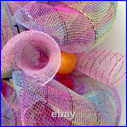 Beautiful Pastel Easter Egg Deco Mesh Wreath