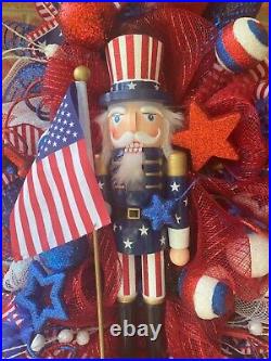 Beautiful Patriotic Nutcracker Swag Fourth of July or Labor Day