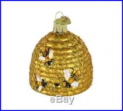 Bee Skep Blown Glass Christmas Ornament