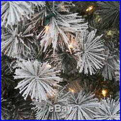Belham Living 7.5 ft. Pre-Lit Flocked Pine Needle Full Christmas Tree, White, 7