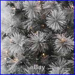 Belham Living Pre-Lit Flocked Pine Needle Full Christmas Tree, White, 9 ft