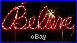Believe Xmas Sign in Cursive Outdoor LED Lighted Decoration Steel Wireframe
