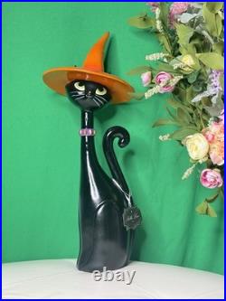 Bella Lux 24 Black Cat With Orange Witch Hat Large Halloween Decor Figurine NWT