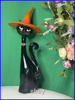 Bella Lux 24 Black Cat With Orange Witch Hat Large Halloween Decor Figurine NWT Bella Lux 24 Black Cat With Orange Witch Hat Large Halloween Decor Figurine NWT