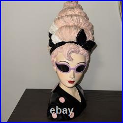 Bella Lux Bride of Frankenstein Bust withPink Black & White Hair Halloween Gothic