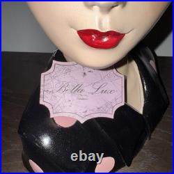 Bella Lux Bride of Frankenstein Bust withPink Black & White Hair Halloween Gothic