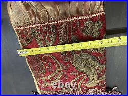 Bella Rose Christmas Stocking Burgundy Gold Brocade Tassel Bells Velvet 27 EUC