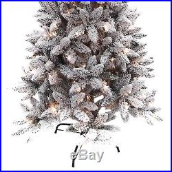 Benross 6ft 180 LED Pre Lit Flock Snow Pine Christmas Tree, Warm White Lights