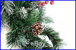 Best Artificial Deluxe Frosted Christmas Garland Pine Cones & Berries LED Lights